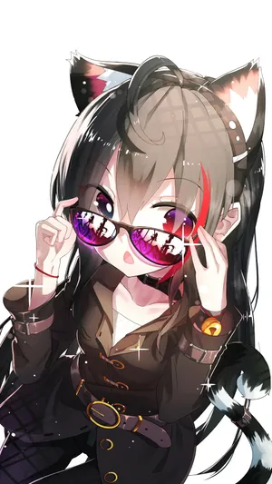 Stylish Neko Girlwith Sunglasses Wallpaper