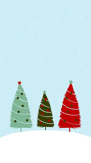 Stylized Christmas Trees Snowfalli Phone Wallpaper Wallpaper