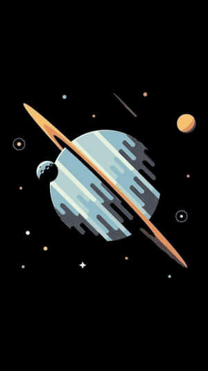 Stylized Saturn Artwork Wallpaper