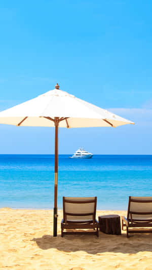 Summer Beach Iphone Boat Umbrella Wallpaper