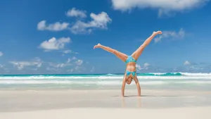 Summer Vacation Tumbling Bach Handstand Wallpaper