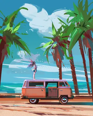 Summer Vibes Illustration Wallpaper