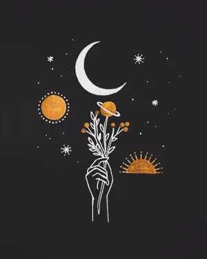 Sun And Moon Overlooking The Ocean Wallpaper