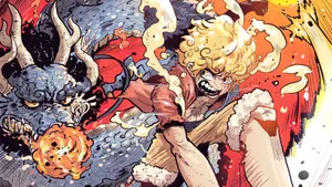 Sun God Nika Fighting A Dragon Wallpaper