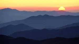 Sun Setting On Smoky Mountains Wallpaper