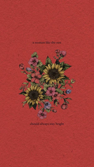 Sunflower Pastel Red Aesthetic Wallpaper