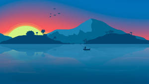 Sunrise Lake Minimalist Laptop Art Wallpaper