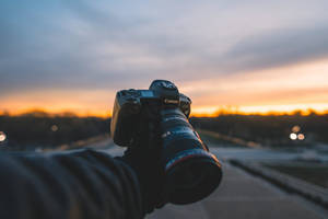 Sunset And Canon Camera Wallpaper