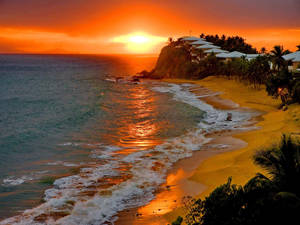 Sunset At Barbuda Caribbean Wallpaper