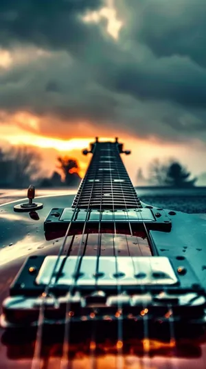Sunset Guitar Frets H D Wallpaper