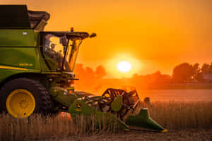 Sunset Harvest Combine Harvester Wallpaper