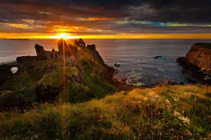 Sunset Over Cliff Ireland Desktop Wallpaper