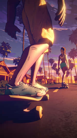 Sunset Skateboarding Session Wallpaper