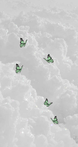 Super Light Green Butterflies In The Sky Wallpaper