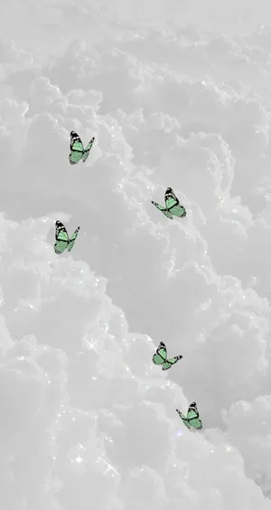 Super Light Green Butterflies In The Sky Wallpaper