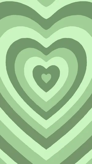 Super Light Green Layered Heart Wallpaper