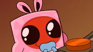 Super Meat Boy With Pink Bunny Costume Wallpaper