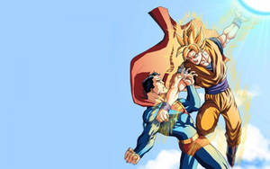 Super Saiyan Goku Against Superman Wallpaper