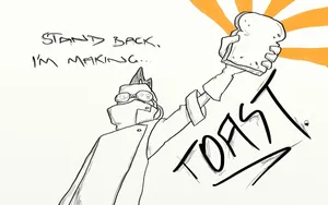 Superhero Making Toast Drawing Wallpaper
