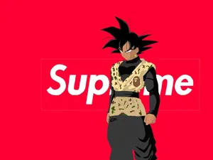 Supreme Drip Logo With Son Goku Wallpaper