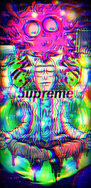 Supreme Rick And Morty Trippy Background Wallpaper