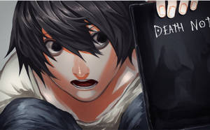 Surprised L Lawliet Holding Death Note Wallpaper