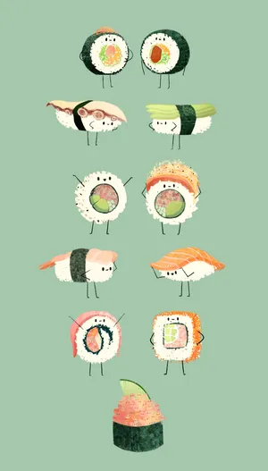 Sushi Cartoon Artwork Wallpaper