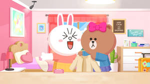 Sweet Surprise! Cony And Choco Adorable Plush Dolls From The Line Friends Series Wallpaper