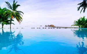 Swimming Pool And Ocean Wallpaper