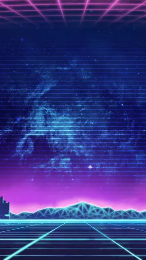 Synthwave Neon Mountain Skyline Wallpaper