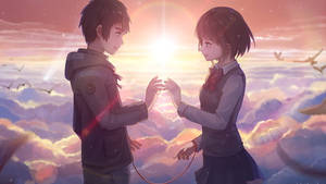 Taki And Mitsuha Aesthetic Anime Couple Wallpaper