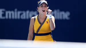 Talented Tennis Star Belinda Bencic In Action Wallpaper