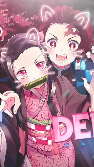 Tanjiro And Nezuko Cat Ears Phone Wallpaper