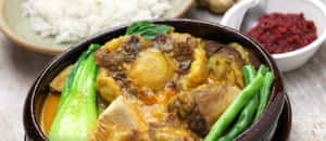 Tantalizing Kare-kare Meal With Rice Wallpaper