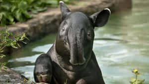 Tapir Relaxingin Water Wallpaper