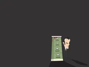 Tarantino Inspired File Cabinet Cartoon Wallpaper