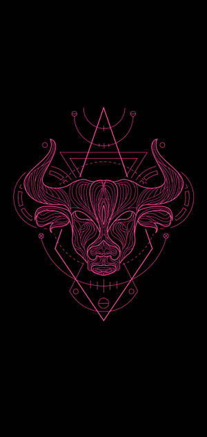 Taurus Zodiac Pink Line Work Wallpaper