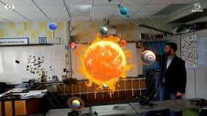 Teacher Teaching With Augmented Reality Wallpaper