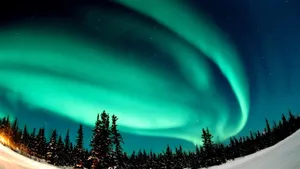 Teal Aurora Borealis Snow 4k Wallpaper