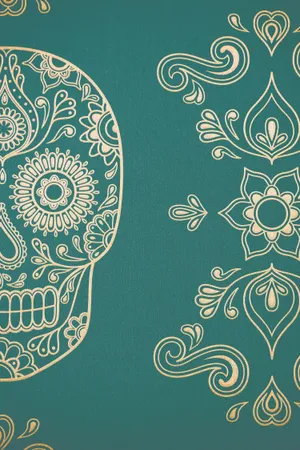 Teal Day Of The Dead For Phone Wallpaper