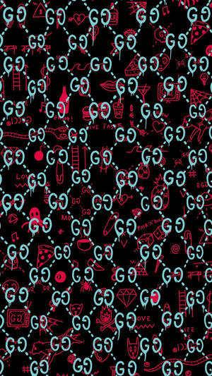 Teal Gucci Pattern Wallpaper