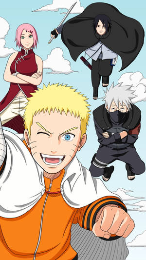 Team 7 Naruto Selfie Iphone Wallpaper