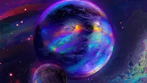 Technicolor Planet Aesthetic Galaxy Wallpaper