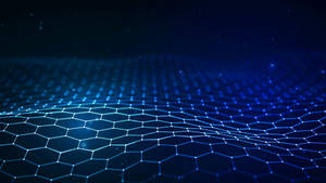 Techno Blue Hexagonal Wave Wallpaper