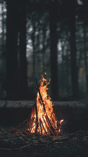 Teepee Burning Campfire Wallpaper