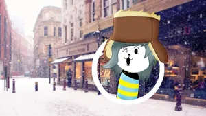 Temmie Undertale Snow Road Wallpaper
