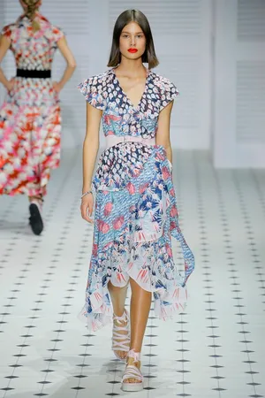 Temperley London Blue Dress Flowers Wallpaper