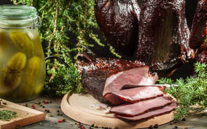 Tempting Smoked Ham - A Gastronomic Delight Wallpaper