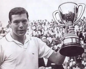 Tennis Champion Trophy Celebration Vintage Wallpaper