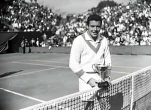 Tennis Champion Vintage Blackand White Wallpaper